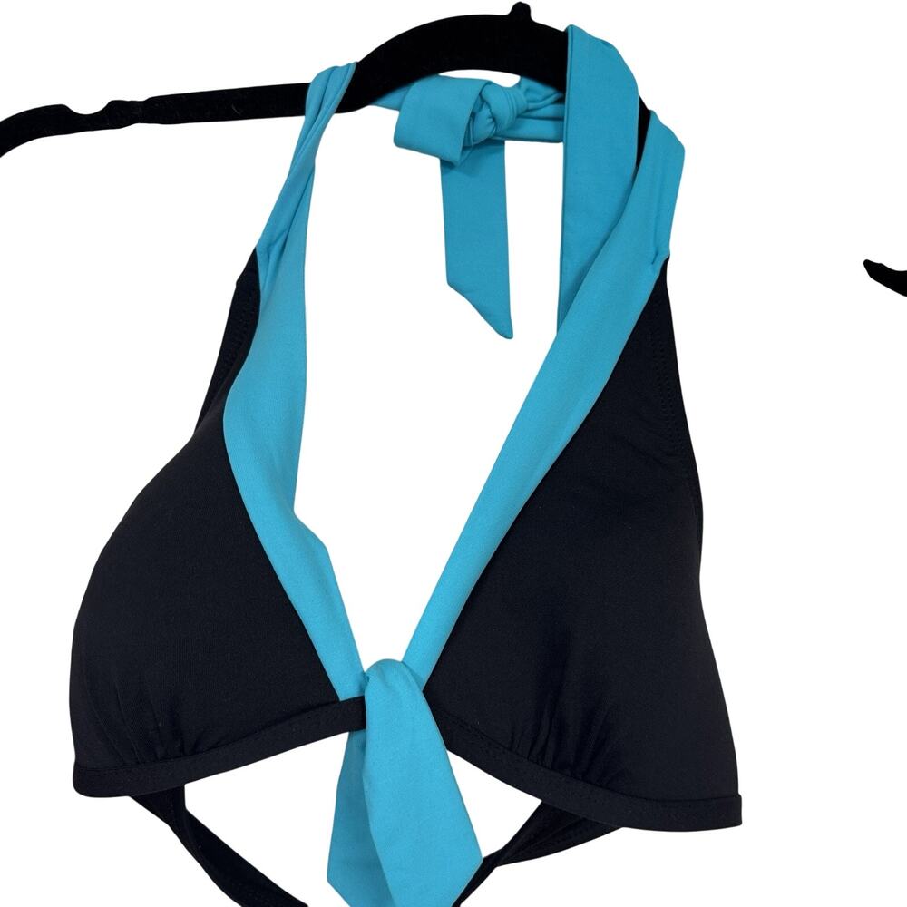 Anne Cole Blue Twist Tie Halter Bikini Top Womens S Swimsuit Beachy Vacation